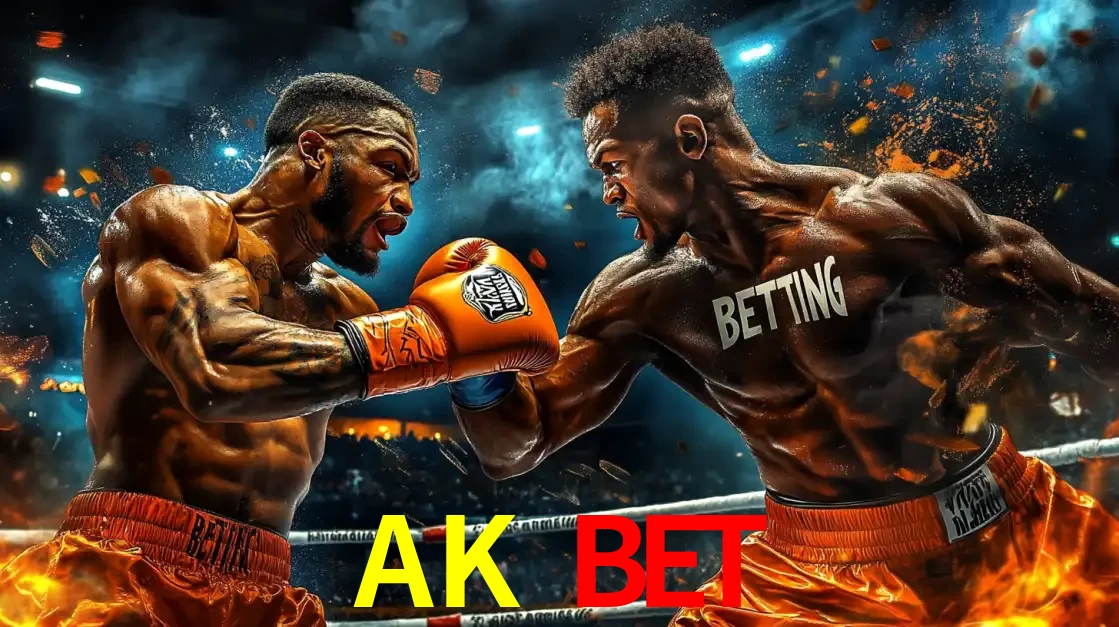 Dois boxeadores em uma luta intensa e explosiva, representando a adrenalina e as oportunidades de apostas em esportes de combate disponíveis na plataforma AK BET.